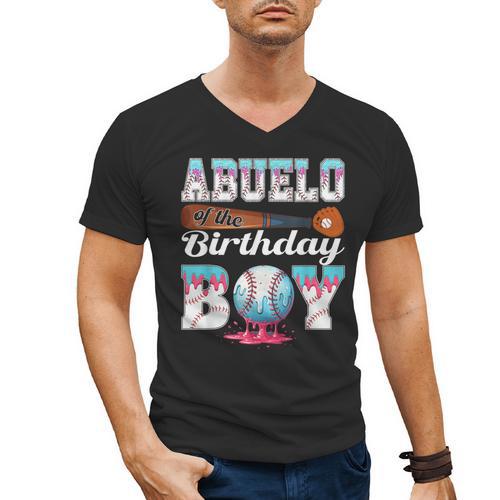 Baseball Ice Cream Drip Abuelo Of The Birthday Boy Men's V-Neck T-Shirt - Sportilla