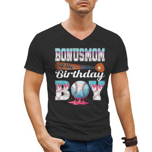 Baseball Ice Cream Drip Bonus Mom Of The Birthday Boy Men's V-Neck T-Shirt - Sportilla