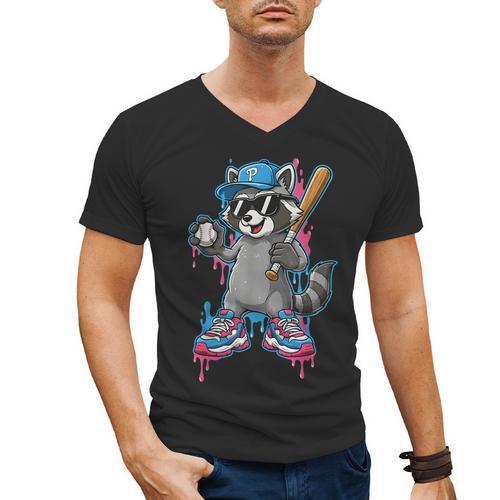 Baseball Ice Cream Drip For Boys And Girls Batter Game Day Men's V-Neck T-Shirt - Sportilla