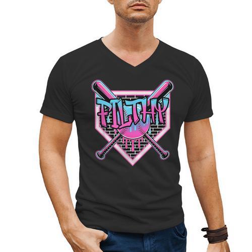 Baseball Ice Cream Drip Pitcher Filthy Men's V-Neck T-Shirt - Sportilla