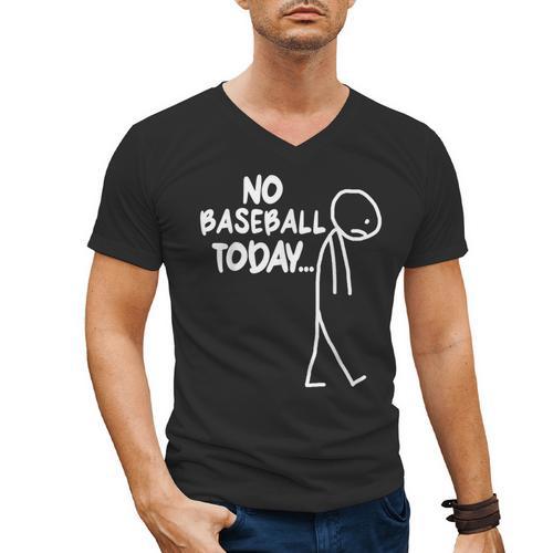 Baseball Lover Sad Stick No Baseball Today Men's V-Neck T-Shirt - Sportilla
