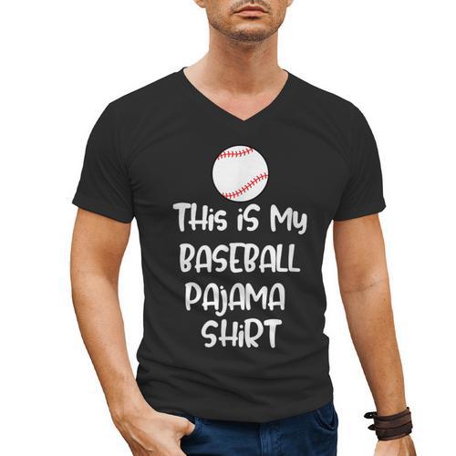 This Is My Baseball Pajama Shirt For Players Teens Boys Girl Men's V-Neck T-Shirt - Sportilla