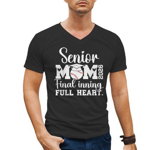 Baseball Senior Mom 2026 Final Inning Baseball Senior Mama Men's V-Neck T-Shirt - Sportilla