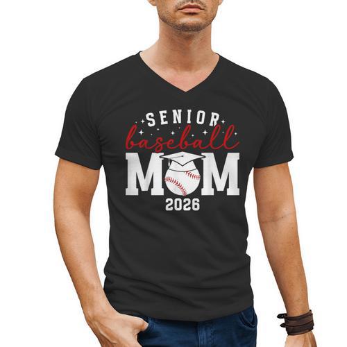 Baseball Senior Mom Of A Senior Baseball Player Mom 2026 Men's V-Neck T-Shirt - Sportilla