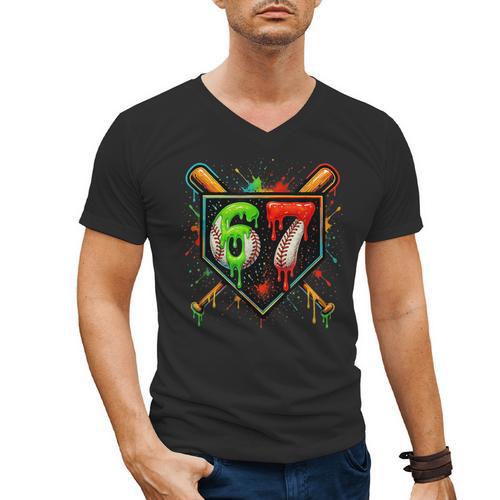 Baseball Six Seven 67 Meme Ice Cream Drip Xmas Women Men Men's V-Neck T-Shirt - Sportilla