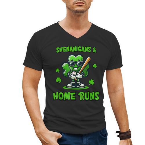 Baseball St Patrick's Day Irish Shamrock Trendy Men's V-Neck T-Shirt - Sportilla