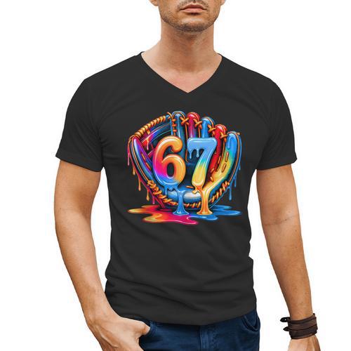 Baseball Stuff Six Seven 67 Ice Cream Drip 6 7 Baseball Kids Men's V-Neck T-Shirt - Sportilla