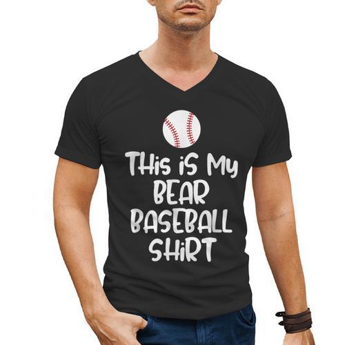 Bear Baseball Shirt For Players Fans And Moms Men's V-Neck T-Shirt - Sportilla