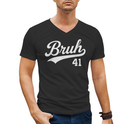 Bruh Baseball Style Number 41 Sports Bro Slang Meme Brother Men's V-Neck T-Shirt - Sportilla