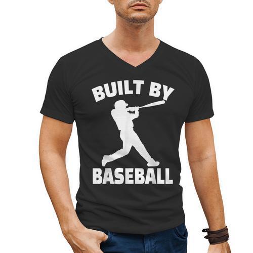 Built By Baseball Baseball For Men Women Boys Players Men's V-Neck T-Shirt - Sportilla