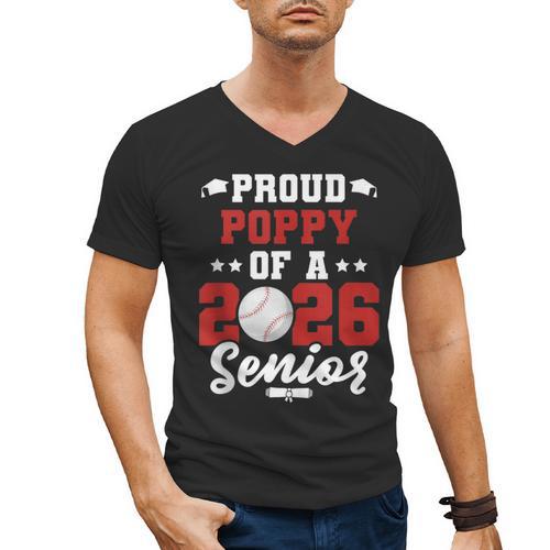 Class Of 2026 Senior Year Baseball Poppy 2026 Graduate Men's V-Neck T-Shirt - Sportilla