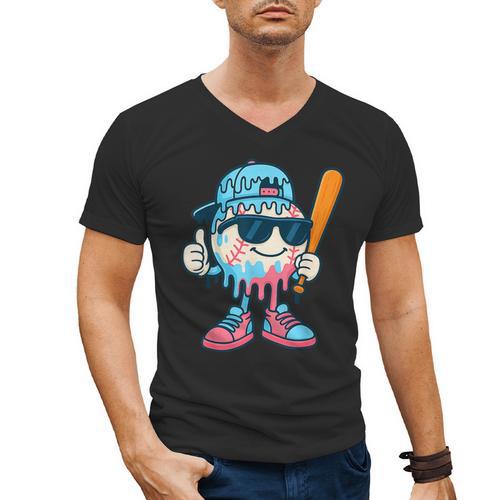 Cool Ice Cream Drip Baseball Drip For Boys Sports Kids Men's V-Neck T-Shirt - Sportilla