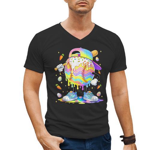 Cute Easter Baseball Ice Cream Boys Girls Kids Men's V-Neck T-Shirt - Sportilla