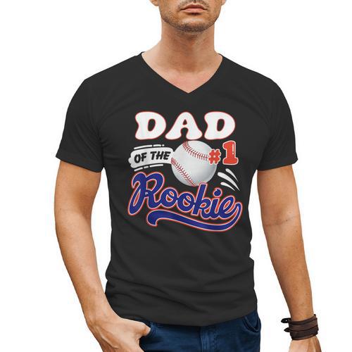 Dad Rookie Of Year 1st Birthday Baseball Theme Matching Men's V-Neck T-Shirt - Sportilla