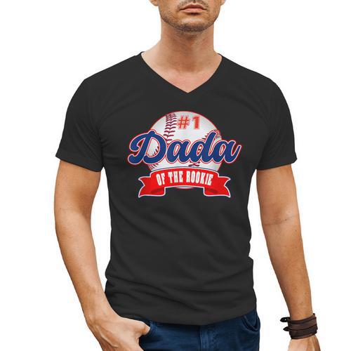 Dada Rookie Of Year 1st Birthday Baseball Theme Matching Men's V-Neck T-Shirt - Sportilla