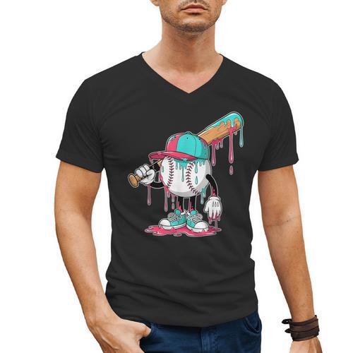 Drip Baseball For Boys Ice Cream Drip Youth Boys Sprinkles Men's V-Neck T-Shirt - Sportilla