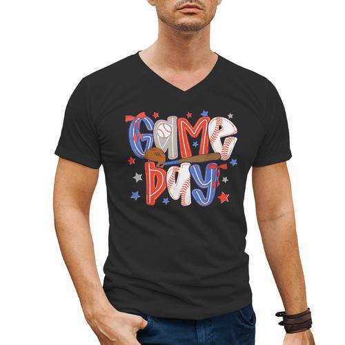 Game Day Baseball Lover Field Day Men Women Kid Men's V-Neck T-Shirt - Sportilla