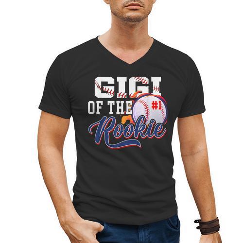 Gigi Rookie Of Year 1st Birthday Baseball Theme Matching Men's V-Neck T-Shirt - Sportilla