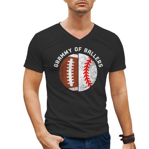 Grammy Of Ballers Football Baseball Grandma Grammy Men's V-Neck T-Shirt - Sportilla
