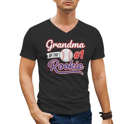 Grandparent Grandma Of The 1 Rookie Baseball Men's V-Neck T-Shirt - Sportilla