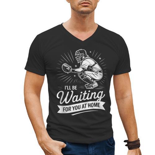 I'Ll Be Waiting For You At Home Baseball Men's V-Neck T-Shirt - Sportilla