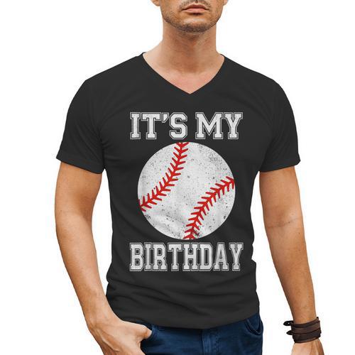 It’s My Birthday Baseball Vintage Style Men's V-Neck T-Shirt - Sportilla