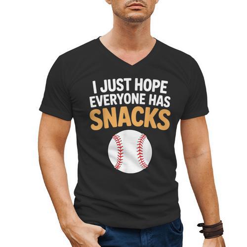I Just Hope Everyone Has Snacks Baseball Game Day Fan Men's V-Neck T-Shirt - Sportilla