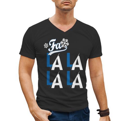LA Baseball Fan Christmas FA La La Holiday Blue Theme Men's V-Neck T-Shirt - Sportilla