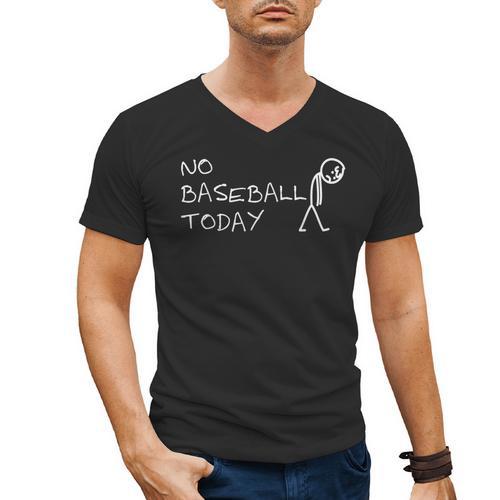 No Baseball Today Sad Stickman Sports Fan Men's V-Neck T-Shirt - Sportilla