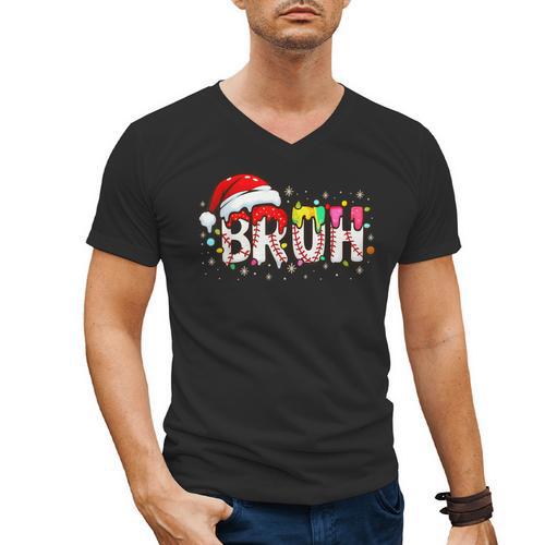 Santa Bruh Baseball Christmas Xmas Meme Pajamas Family Men's V-Neck T-Shirt - Sportilla