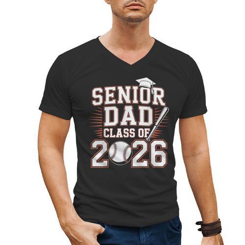 Senior Dad Class Of 2026 Graduate Baseball 2026 Graduation Men's V-Neck T-Shirt - Sportilla
