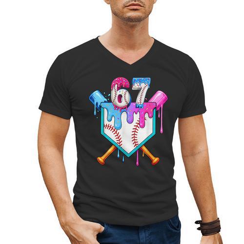 Six Seven Baseball Respect The Drip Boys Baseball Men's V-Neck T-Shirt - Sportilla