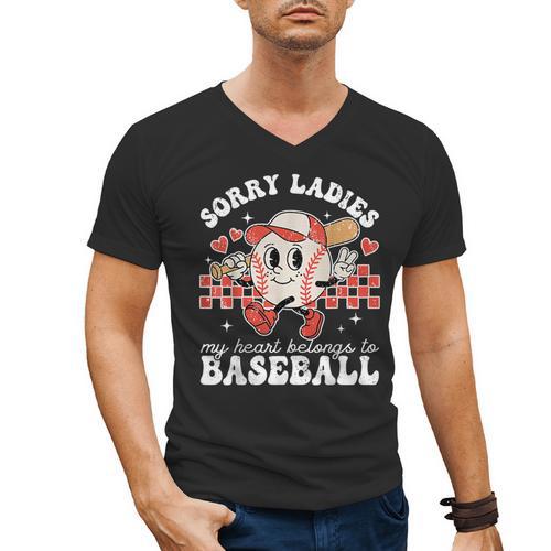 Sorry Ladies My Heart Belongs To Baseball Boy Kids Men's V-Neck T-Shirt - Sportilla
