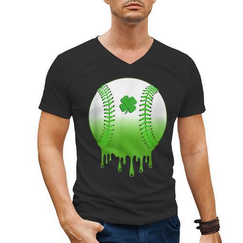 St Patricks Day Shamrock Baseball Irish Boys Kids Men Men's V-Neck T-Shirt - Sportilla