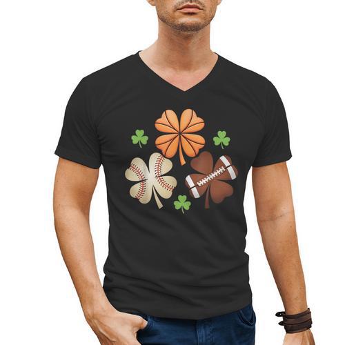 St Patricks Day Shamrock Basketball Baseball Irish Boys Men Men's V-Neck T-Shirt - Sportilla