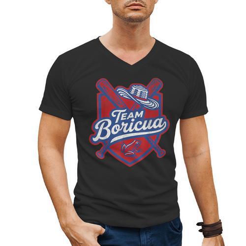 Team Boricua Puerto Rico Baseball Coqui Frog Pava Hat Fan Men's V-Neck T-Shirt - Sportilla