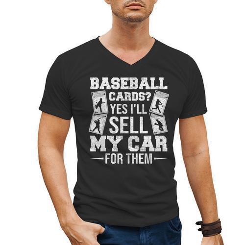 Trading Card Collector Cardboard Baseball Card Collector Men's V-Neck T-Shirt - Sportilla