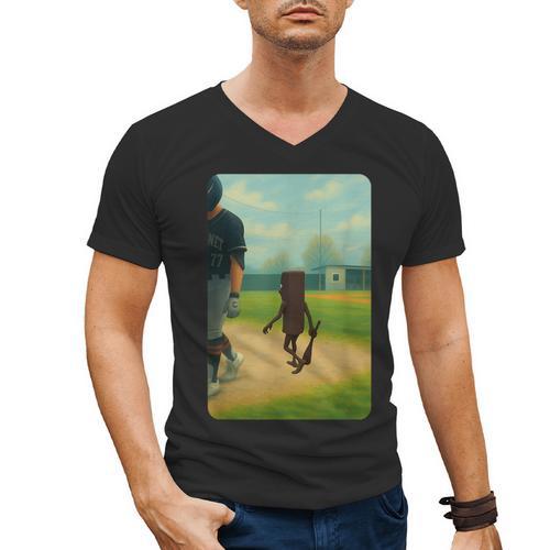 Tung Tung Tung Sahur Baseball Meme Men's V-Neck T-Shirt - Sportilla