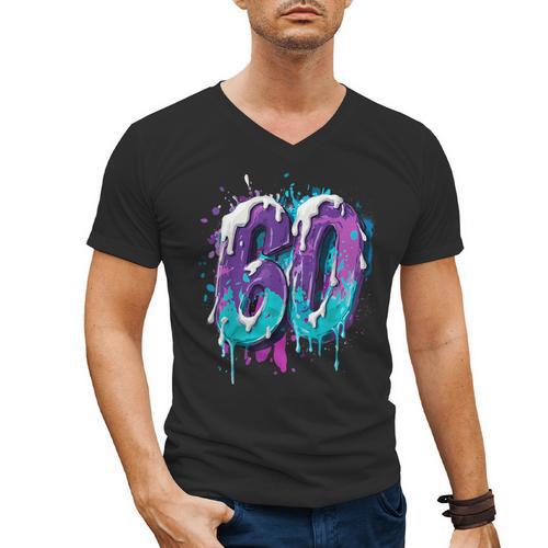 Vintage Baseball 60 Number Men's V-Neck T-Shirt - Sportilla