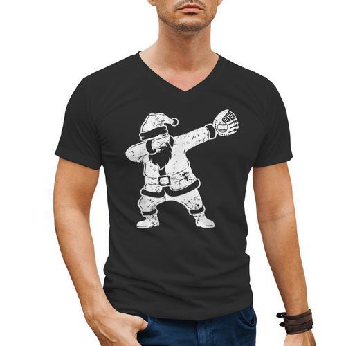 Vintage Dabbing Santa Christmas Baseball Xmas Costume Men's V-Neck T-Shirt - Sportilla