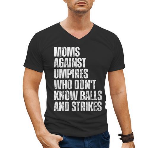 Women's Moms Against Umpires Parents Mom Baseball Sarcastic Men's V-Neck T-Shirt - Sportilla
