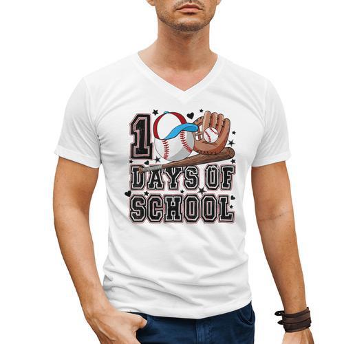 Baseball 100 Days Of School Happy 100th Day Teachers Kids Men's V-Neck T-Shirt - Sportilla