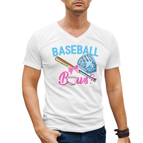 Baseball Or Bows Brother Loves You Gender Reveal Boy Or Girl Men's V-Neck T-Shirt - Sportilla