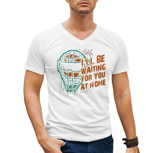 Baseball Catcher Waiting At Home Aggressive Player Quote Men's V-Neck T-Shirt - Sportilla