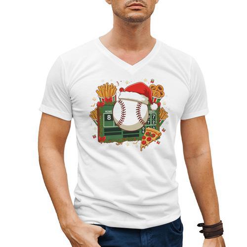 Baseball Christmas Scoreboard Celebration Premium Tri-Blend Men's V-Neck T-Shirt - Sportilla