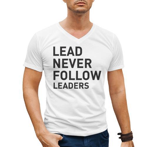 Baseball Lead Never Follow Leaders Team Captain Leadership Premium Tri-Blend Men's V-Neck T-Shirt - Sportilla
