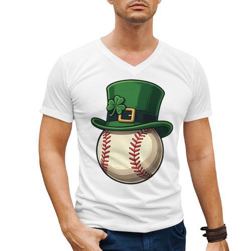 Baseball Leprechaun Hat Saint Patrick Retro Men's V-Neck T-Shirt - Sportilla