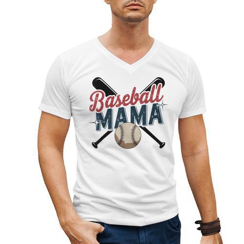 Baseball Mama Squad Proud Sports Mom Game Day Men's V-Neck T-Shirt - Sportilla