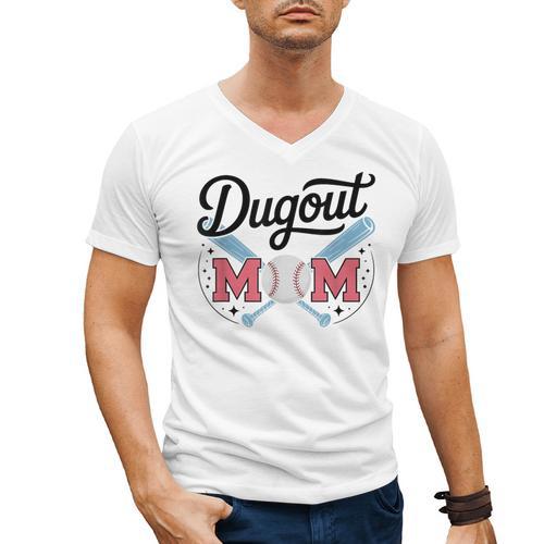Baseball Mom – Proud Dugout Supporter Men's V-Neck T-Shirt - Sportilla