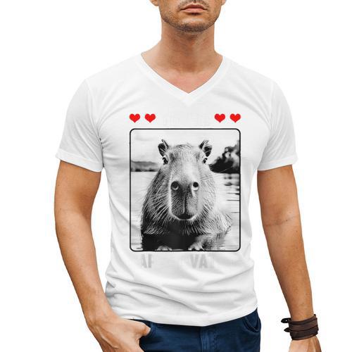 Capybara Love Valentines Day Cute Animal Hearts Raglan Baseball Tee Men's V-Neck T-Shirt - Sportilla